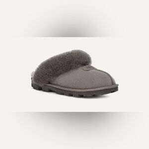 UGG Australia Grey Coquette Durable Sheepskin Shearling Cuff Slippers Size 5